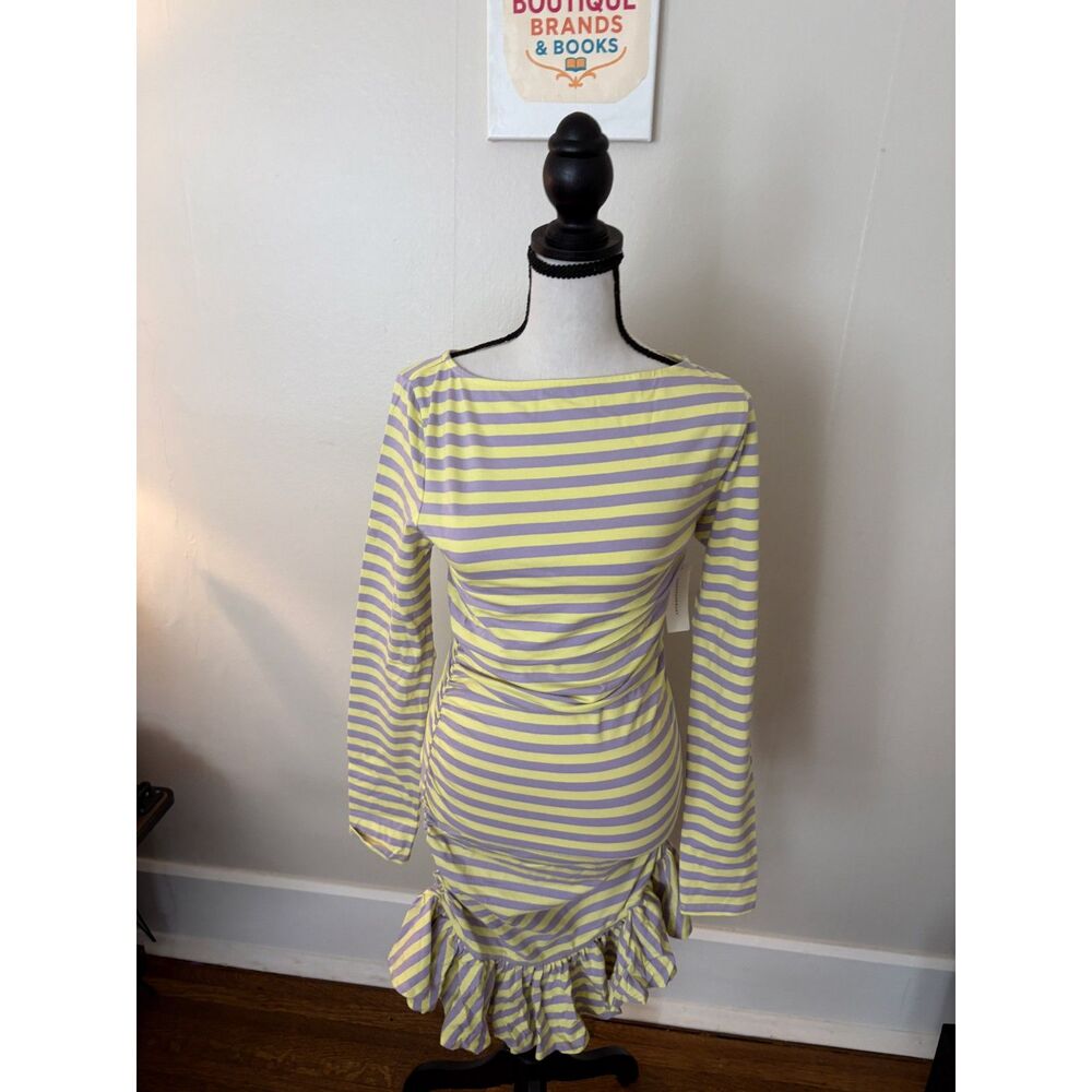 Anthropologie Daily Practice Drop-Waist Striped Mini Dress Size Medium NWT